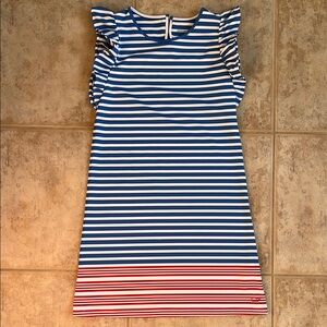 Girl’s Vineyard Vines Blue and White Casual Sheath Dress with Crew Neck